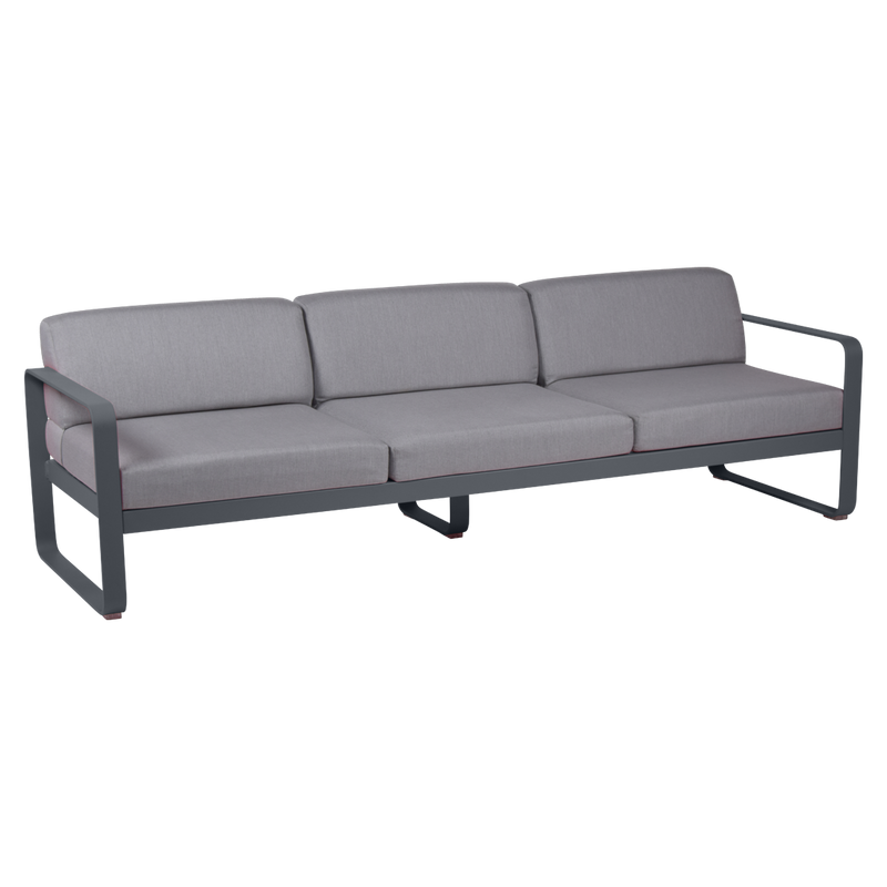 Load image into Gallery viewer, Fermob Bellevie 3-seater outdoor sofa– Anthracite frame with Flannel Grey fabric cushions
