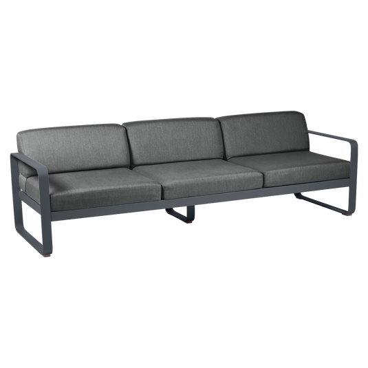 Fermob Bellevie 3-seater outdoor sofa– Anthracite frame with Graphite Grey fabric cushions