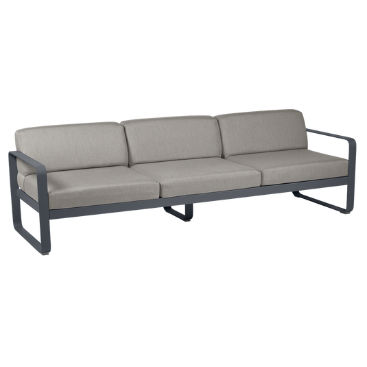 Fermob Bellevie 3-seater outdoor sofa– Anthracite frame with Grey Taupe fabric cushions