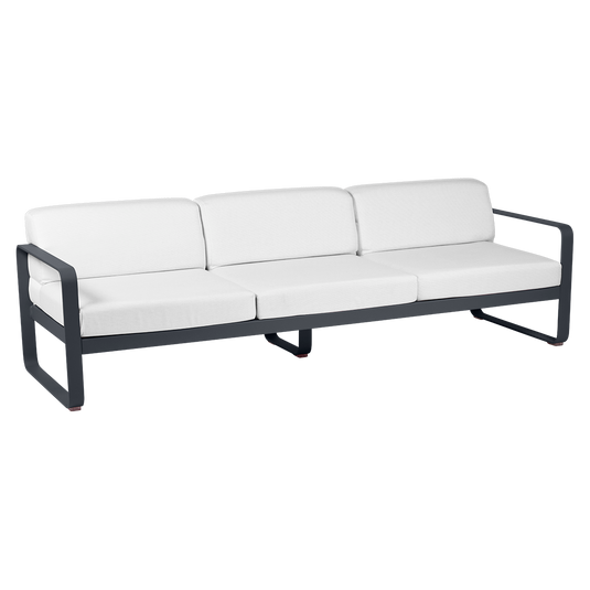 Fermob Bellevie 3-seater outdoor sofa– Anthracite frame with Off-White fabric cushions