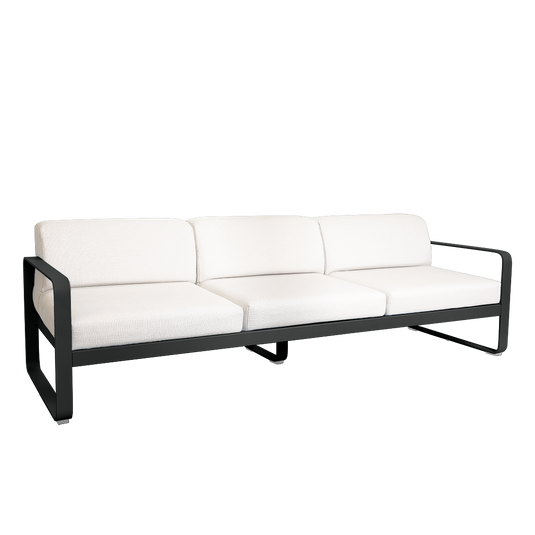 Fermob Bellevie 3-seater outdoor sofa– Anthracite frame with Pearl fabric cushions