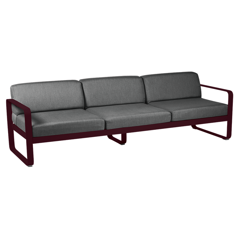 Load image into Gallery viewer, Fermob Bellevie 3-seater outdoor sofa– Black Cherry frame with Graphite Grey fabric cushions
