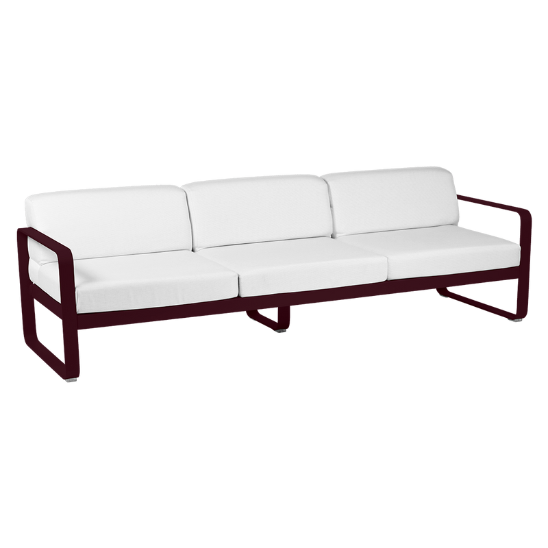 Load image into Gallery viewer, Fermob Bellevie 3-seater outdoor sofa– Black Cherry frame with Off-White fabric cushions

