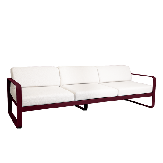 Fermob Bellevie 3-seater outdoor sofa– Black Cherry frame with Pearl fabric cushions
