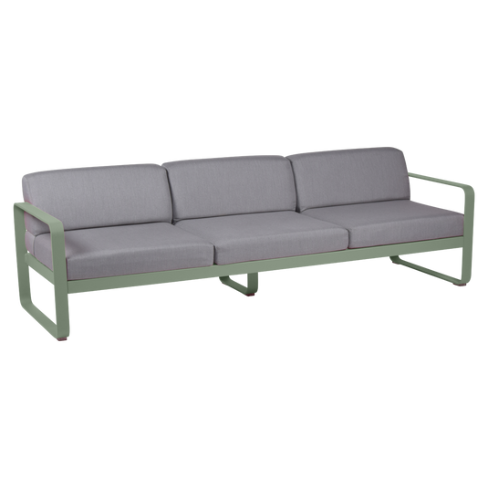 Fermob Bellevie 3-seater outdoor sofa– Cactus frame with Flannel Grey fabric cushions