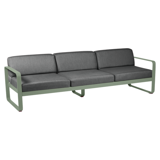 Fermob Bellevie 3-seater outdoor sofa– Cactus frame with Graphite Grey fabric cushions