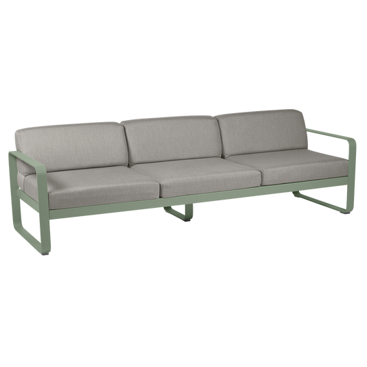 Fermob Bellevie 3-seater outdoor sofa– Cactus frame with Grey Taupe fabric cushions