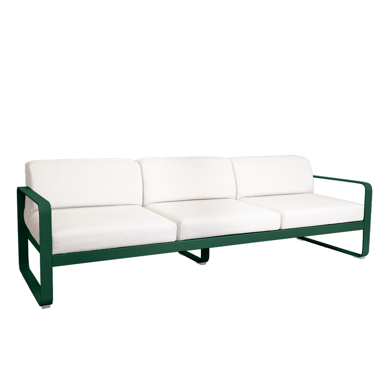 Load image into Gallery viewer, Fermob Bellevie 3-seater outdoor sofa– Cedar Green frame with Pearl fabric cushions

