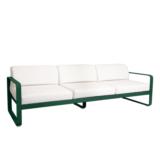 Fermob Bellevie 3-seater outdoor sofa– Cedar Green frame with Pearl fabric cushions