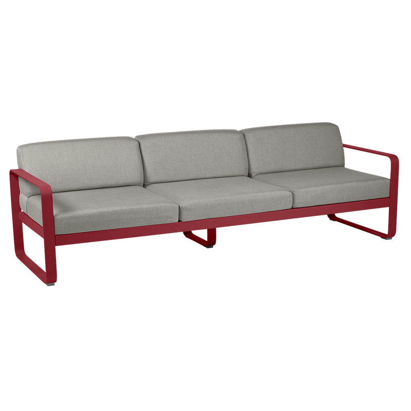 Load image into Gallery viewer, Fermob Bellevie 3-seater outdoor sofa– Chilli frame with Grey Taupe fabric cushions
