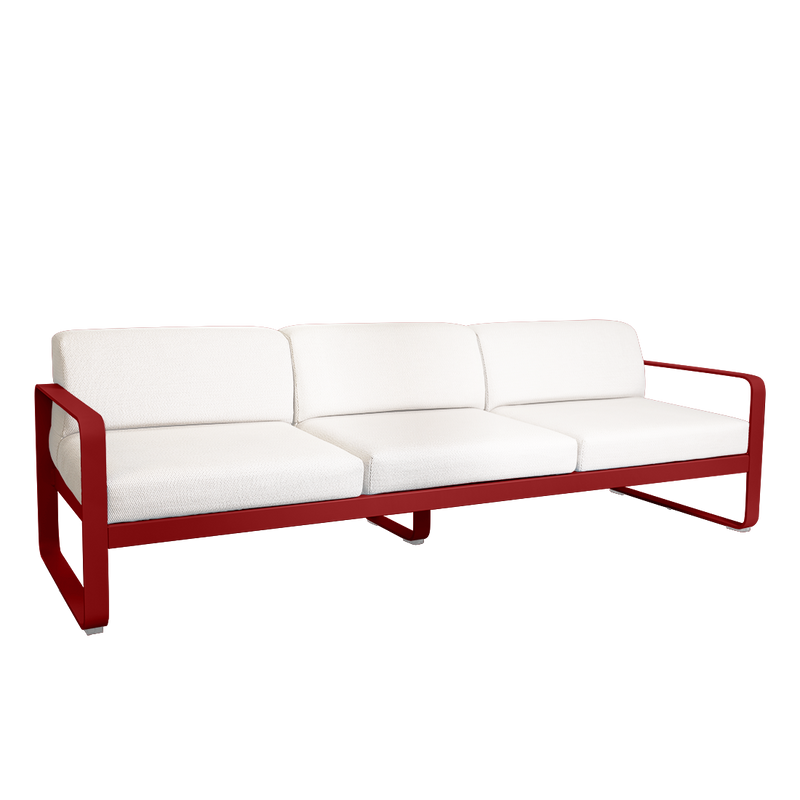 Load image into Gallery viewer, Fermob Bellevie 3-seater outdoor sofa– Chilli frame with Pearl fabric cushions
