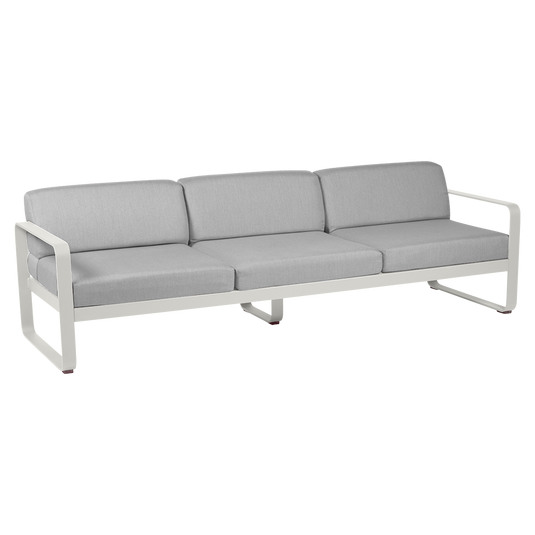 Fermob Bellevie 3-seater outdoor sofa– Clay Grey frame with Flannel Grey fabric cushions