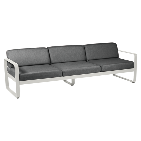 Fermob Bellevie 3-seater outdoor sofa– Clay Grey frame with Graphite Grey fabric cushions
