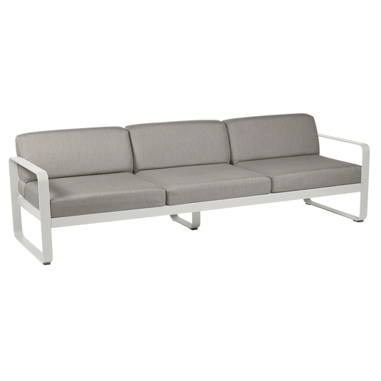 Fermob Bellevie 3-seater outdoor sofa– Clay Grey frame with Grey Taupe fabric cushions