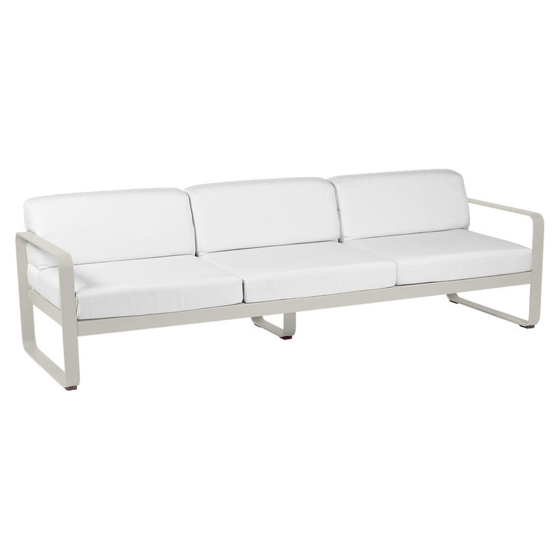 Load image into Gallery viewer, Fermob Bellevie 3-seater outdoor sofa– Clay Grey frame with Off-White fabric cushions
