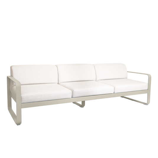 Fermob Bellevie 3-seater outdoor sofa– Clay Grey frame with Pearl fabric cushions