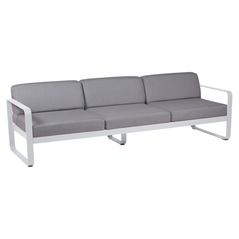 Load image into Gallery viewer, Fermob Bellevie 3-seater outdoor sofa– Cotton White frame with Flannel Grey fabric cushions
