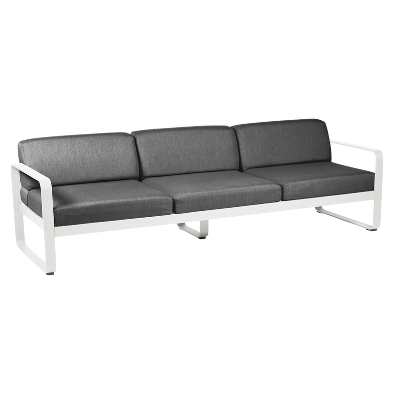 Load image into Gallery viewer, Fermob Bellevie 3-seater outdoor sofa– Cotton White frame with Graphite Grey fabric cushions
