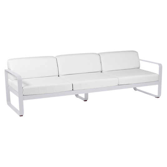 Fermob Bellevie 3-seater outdoor sofa– Cotton White frame with Off-White fabric cushions