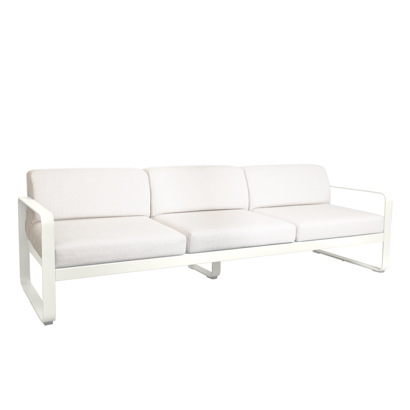 Load image into Gallery viewer, Fermob Bellevie 3-seater outdoor sofa– Cotton White frame with Pearl fabric cushions
