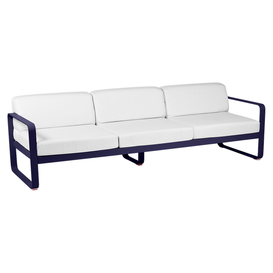 Fermob Bellevie 3-seater outdoor sofa– Deep Blue frame with Off-White fabric cushions