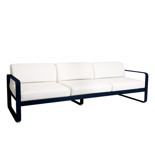 Fermob Bellevie 3-seater outdoor sofa– Deep Blue frame with Pearl fabric cushions