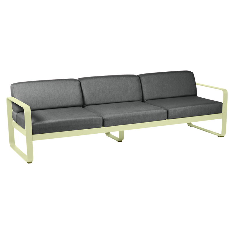 Load image into Gallery viewer, Fermob Bellevie 3-seater outdoor sofa– Frosted Lemon frame with Graphite Grey fabric cushions
