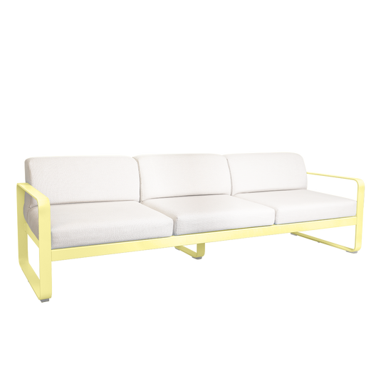 Fermob Bellevie 3-seater outdoor sofa– Frosted Lemon frame with Pearl fabric cushions