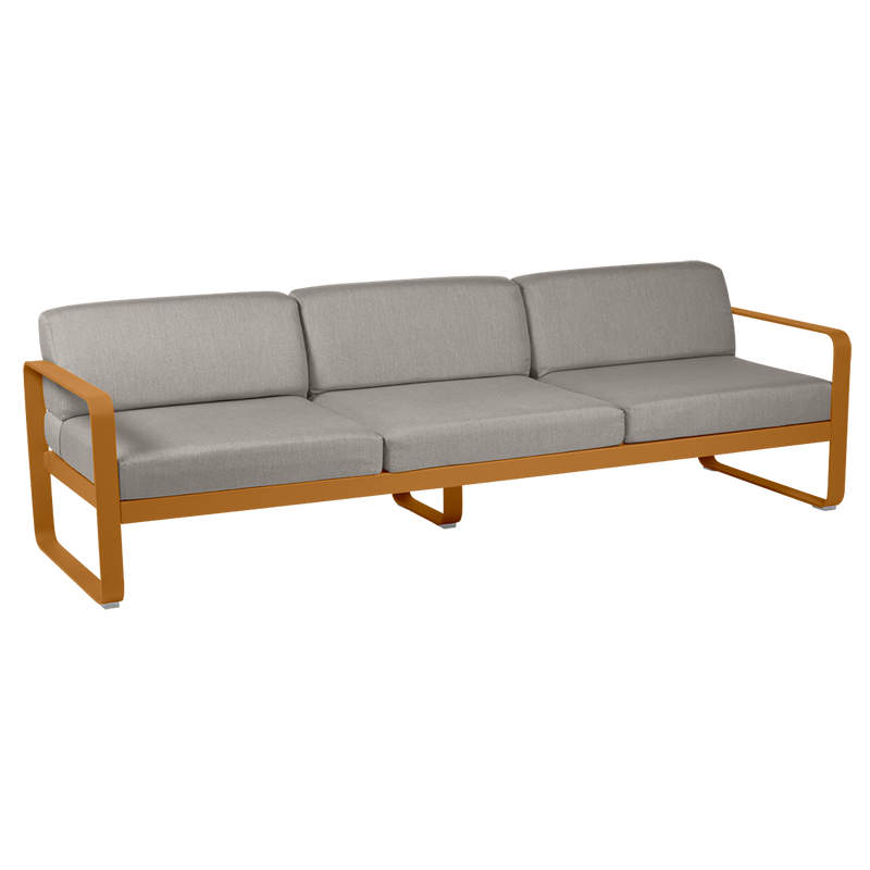 Load image into Gallery viewer, Fermob Bellevie 3-seater outdoor sofa– Gingerbread frame with Grey Taupe fabric cushions
