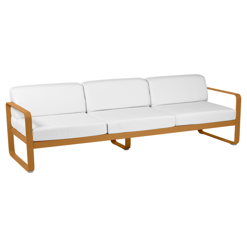 Load image into Gallery viewer, Fermob Bellevie 3-seater outdoor sofa– Gingerbread frame with Off-White fabric cushions
