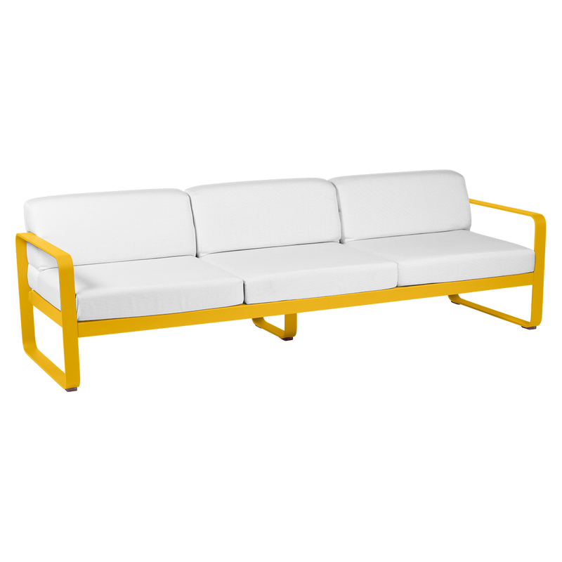Load image into Gallery viewer, Fermob Bellevie 3-seater outdoor sofa– Honey frame with Off-White fabric cushions
