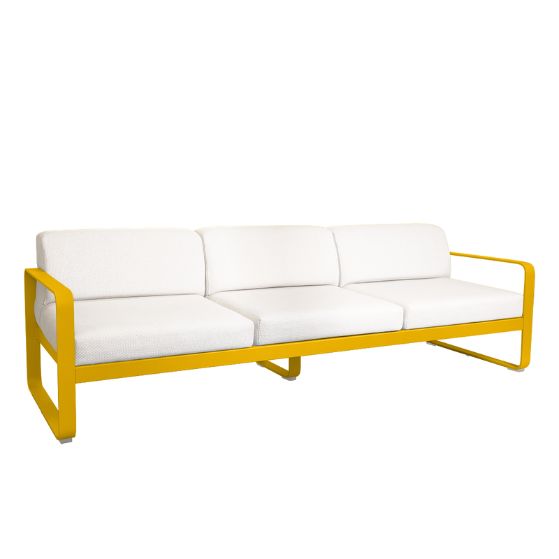 Load image into Gallery viewer, Fermob Bellevie 3-seater outdoor sofa– Honey frame with Pearl fabric cushions
