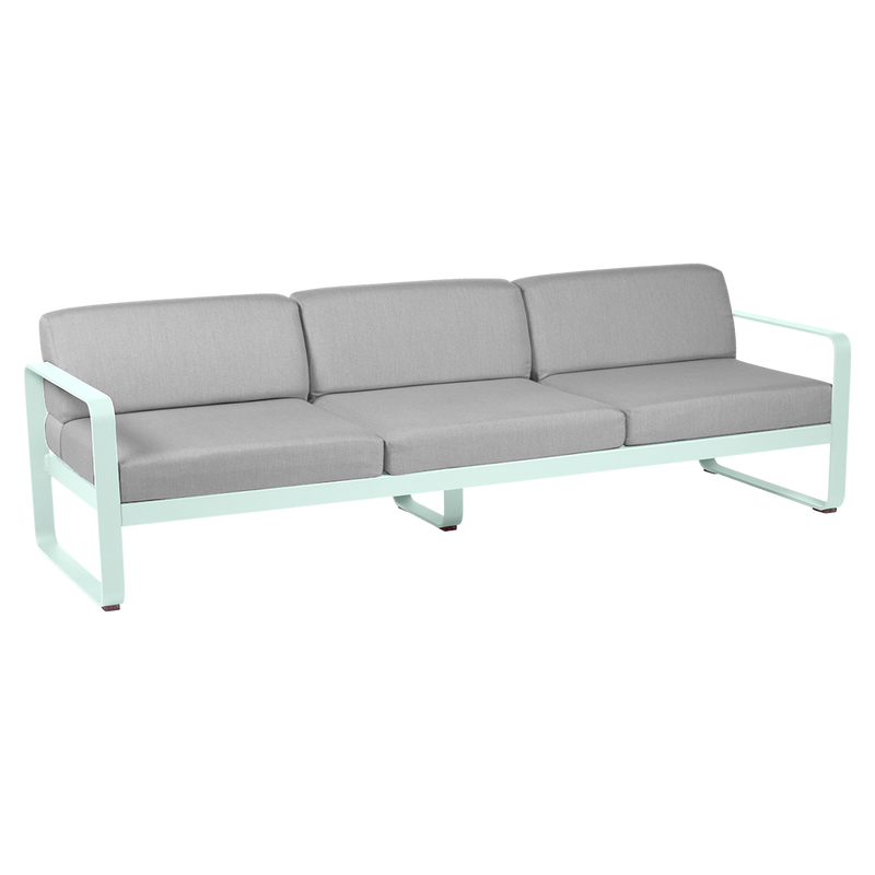 Load image into Gallery viewer, Fermob Bellevie 3-seater outdoor sofa– Ice Mint frame with Flannel Grey fabric cushions
