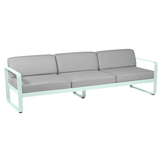 Fermob Bellevie 3-seater outdoor sofa– Ice Mint frame with Flannel Grey fabric cushions