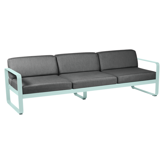 Fermob Bellevie 3-seater outdoor sofa– Ice Mint frame with Graphite Grey fabric cushions