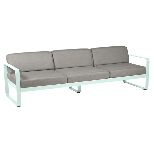 Fermob Bellevie 3-seater outdoor sofa– Ice Mint frame with Grey Taupe fabric cushions