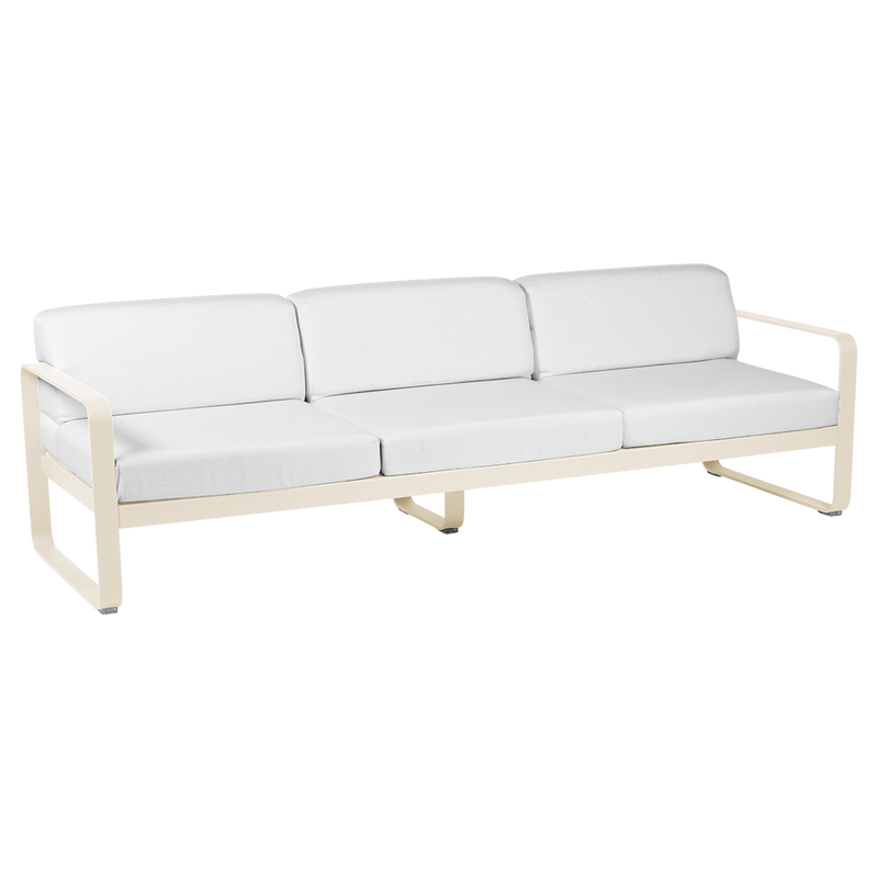 Load image into Gallery viewer, Fermob Bellevie 3-seater outdoor sofa– Latte Beige frame with Off-White fabric cushions

