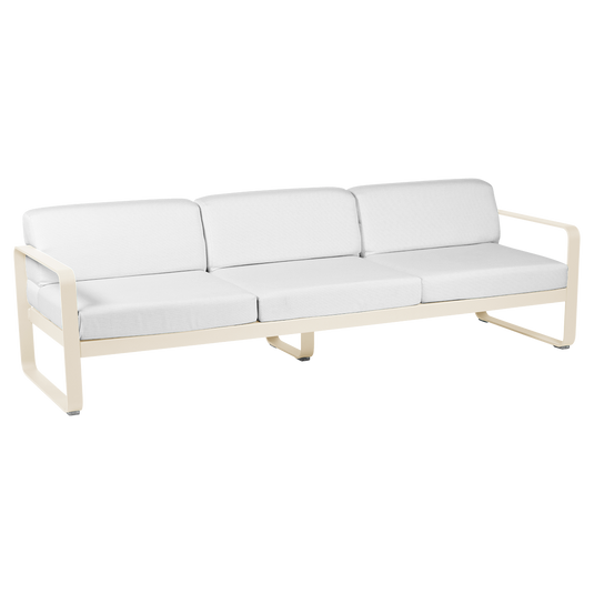 Fermob Bellevie 3-seater outdoor sofa– Latte Beige frame with Off-White fabric cushions