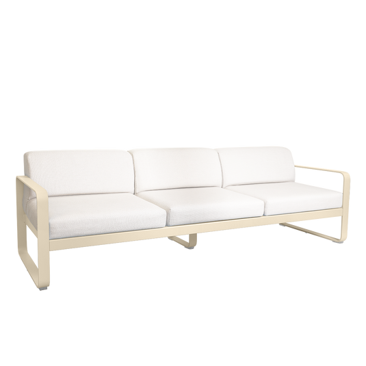 Fermob Bellevie 3-seater outdoor sofa– Latte Beige frame with Pearl fabric cushions