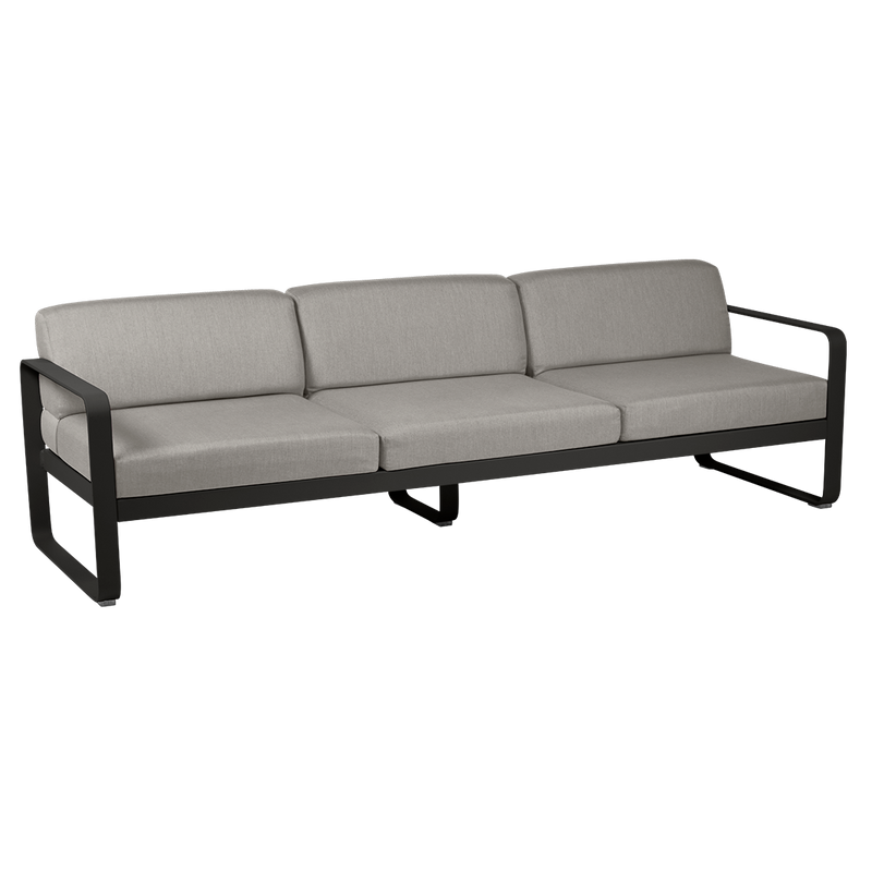 Load image into Gallery viewer, Fermob Bellevie 3-seater outdoor sofa– Liquorice frame with Grey Taupe fabric cushions
