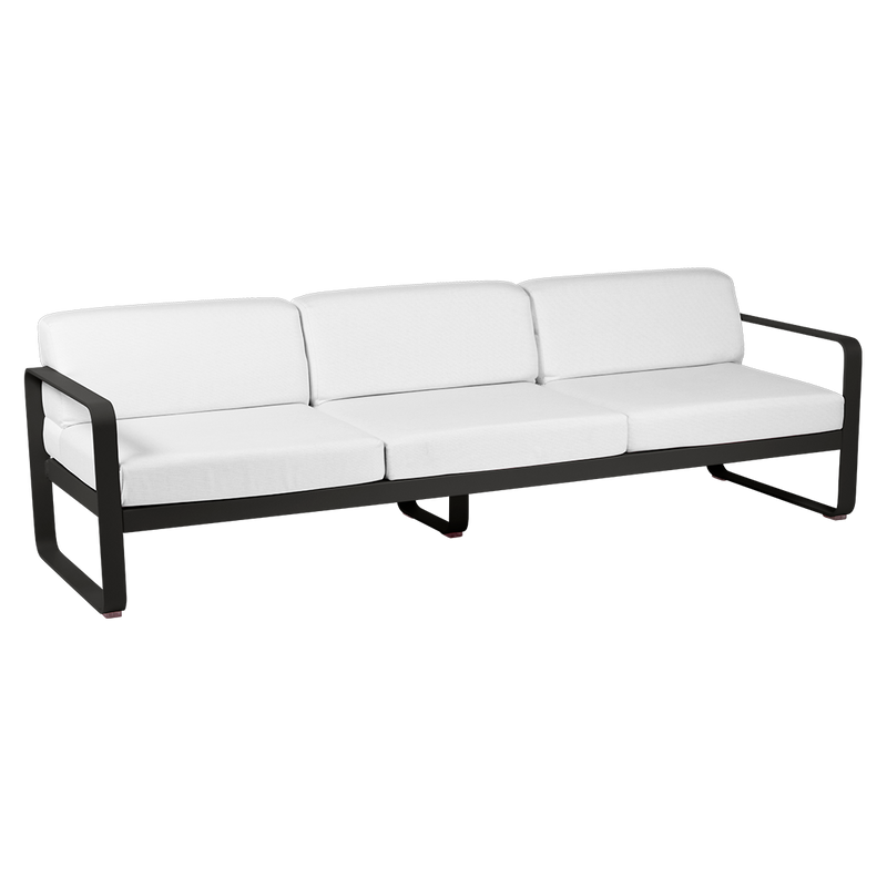Load image into Gallery viewer, Fermob Bellevie 3-seater outdoor sofa– Liquorice frame with Off-White fabric cushions
