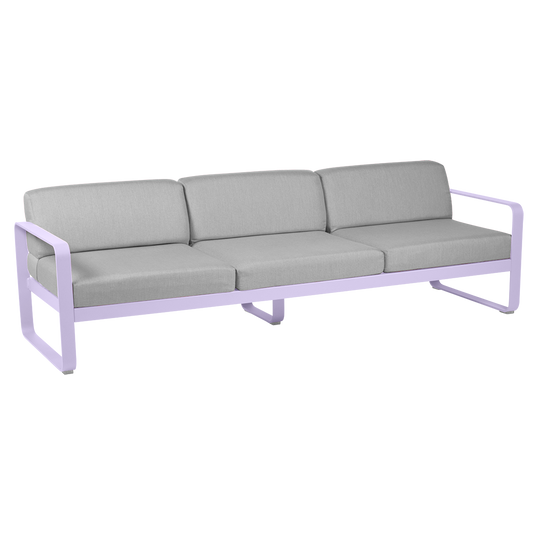 Fermob Bellevie 3-seater outdoor sofa– Marshmallow frame with Flannel Grey fabric cushions