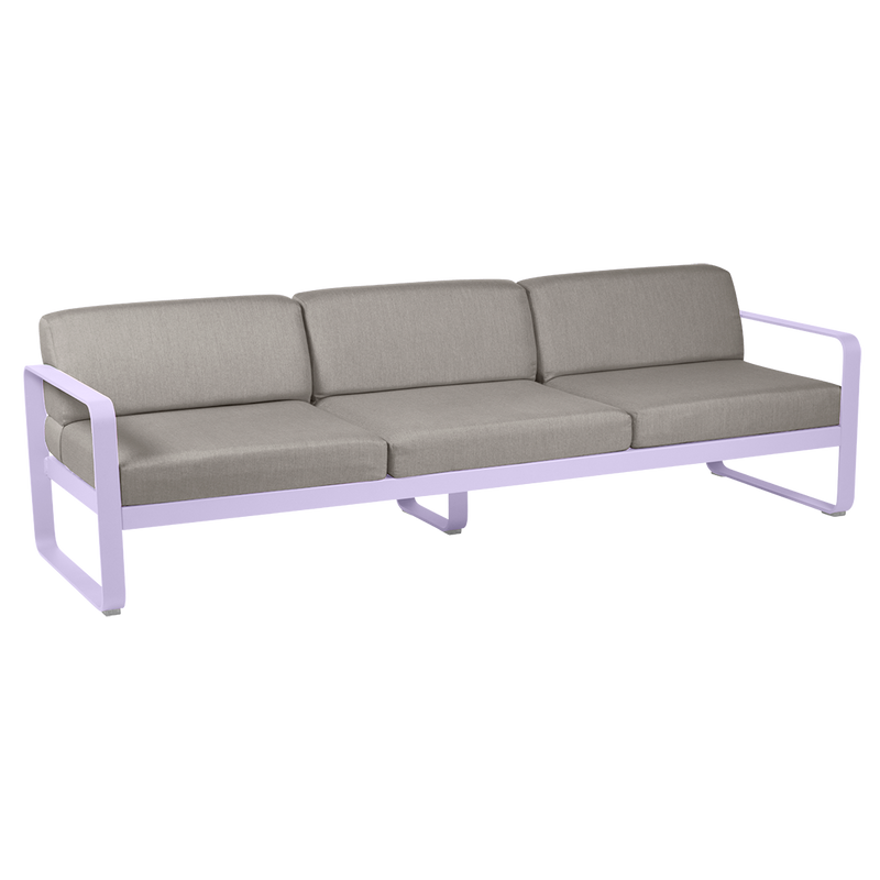 Load image into Gallery viewer, Fermob Bellevie 3-seater outdoor sofa– Marshmallow frame with Grey Taupe fabric cushions
