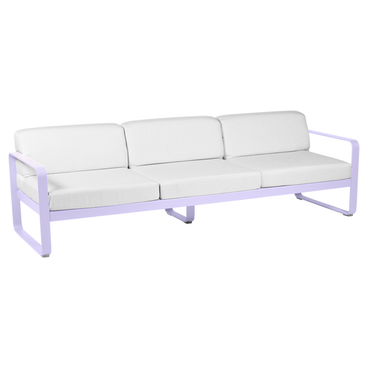 Fermob Bellevie 3-seater outdoor sofa– Marshmallow frame with Off-White fabric cushions