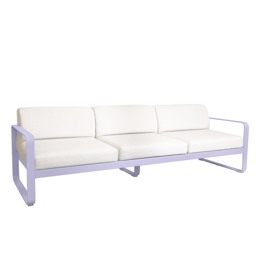 Fermob Bellevie 3-seater outdoor sofa– Marshmallow frame with Pearl fabric cushions