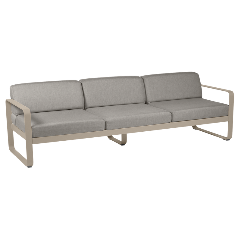 Load image into Gallery viewer, Fermob Bellevie 3-seater outdoor sofa– Nutmeg frame with Grey Taupe fabric cushions
