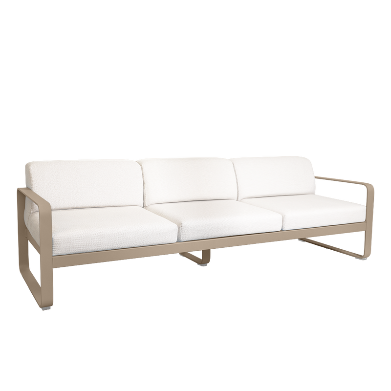 Load image into Gallery viewer, Fermob Bellevie 3-seater outdoor sofa– Nutmeg frame with Pearl fabric cushions
