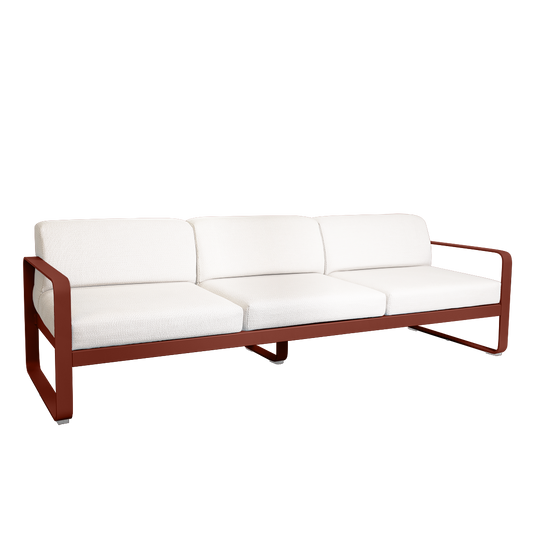 Fermob Bellevie 3-seater outdoor sofa– Red Ochre frame with Pearl fabric cushions