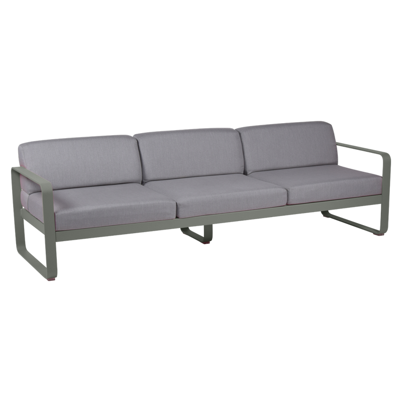 Load image into Gallery viewer, Fermob Bellevie 3-seater outdoor sofa– Rosemary frame with Flannel Grey fabric cushions
