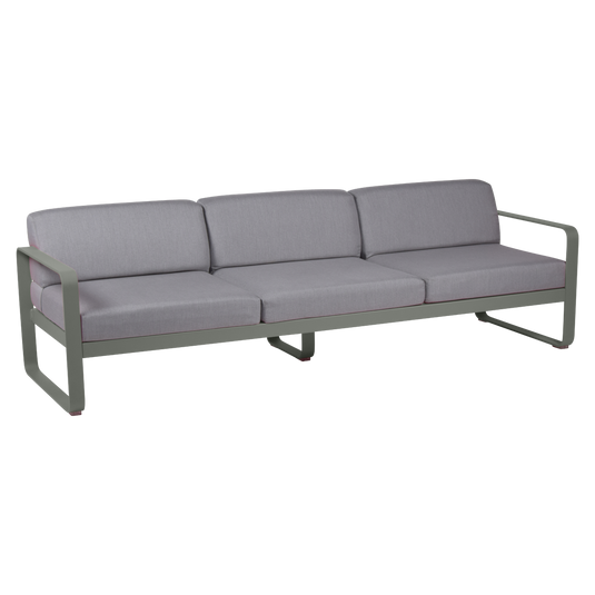 Fermob Bellevie 3-seater outdoor sofa– Rosemary frame with Flannel Grey fabric cushions